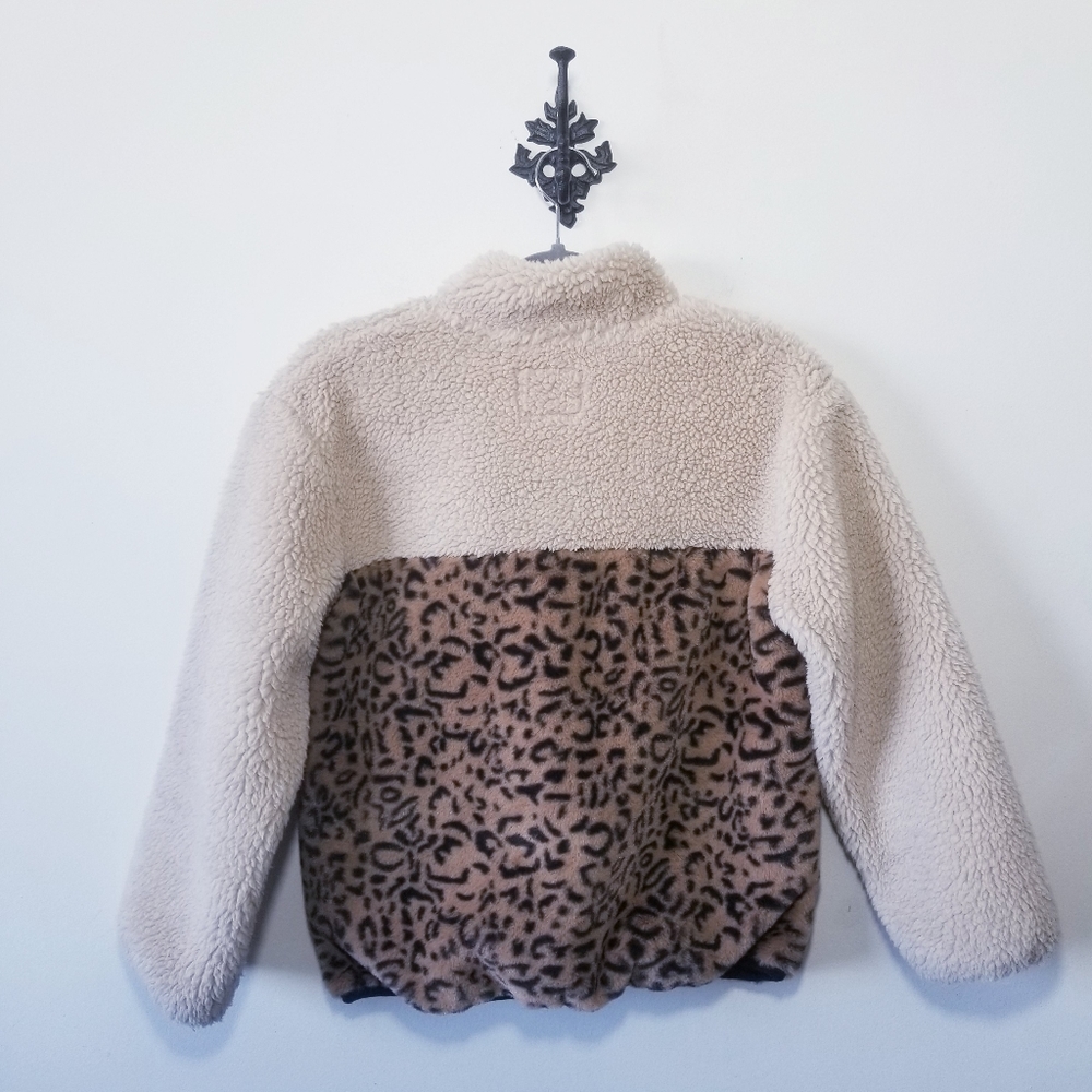 Rails Saga Leopard Teddy Bear Sherpa 1/4 Zip Pullover XS Fleece Jacket - Picture 3 of 4